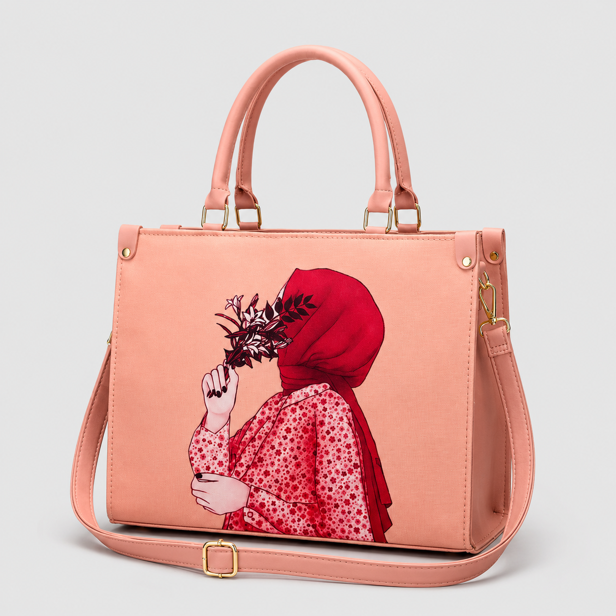 Floral Muse Navy Canvas Tote Bag – Artistic Print Design